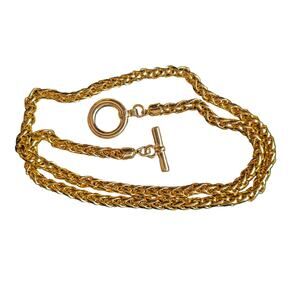 Vintage Toggle Gold Metal Chain Belt Necklace